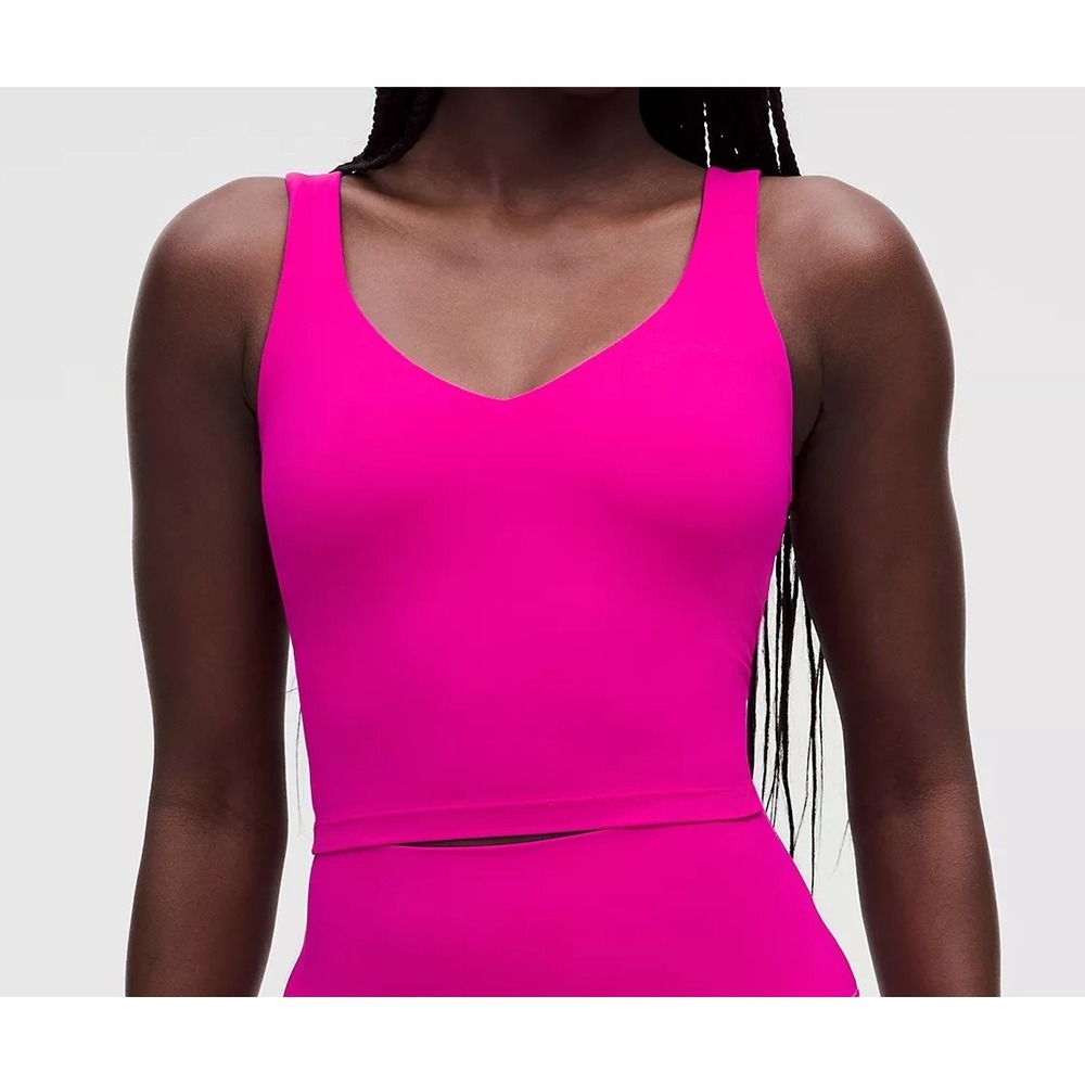 Lululemon Align Tank Top Women 8 Pink Nulu Cropped V-Neck Built-in Bra